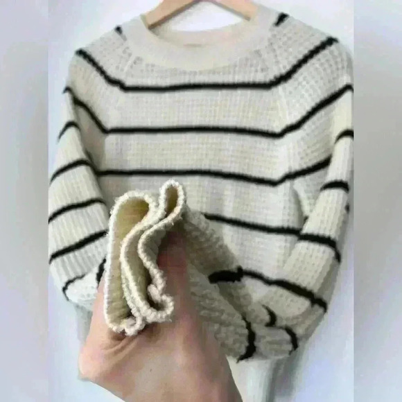 Vera Moda Womens Chunky Leanna Knit Striped Preppy Prep Fisherman Sweater XS - Picture 9 of 16